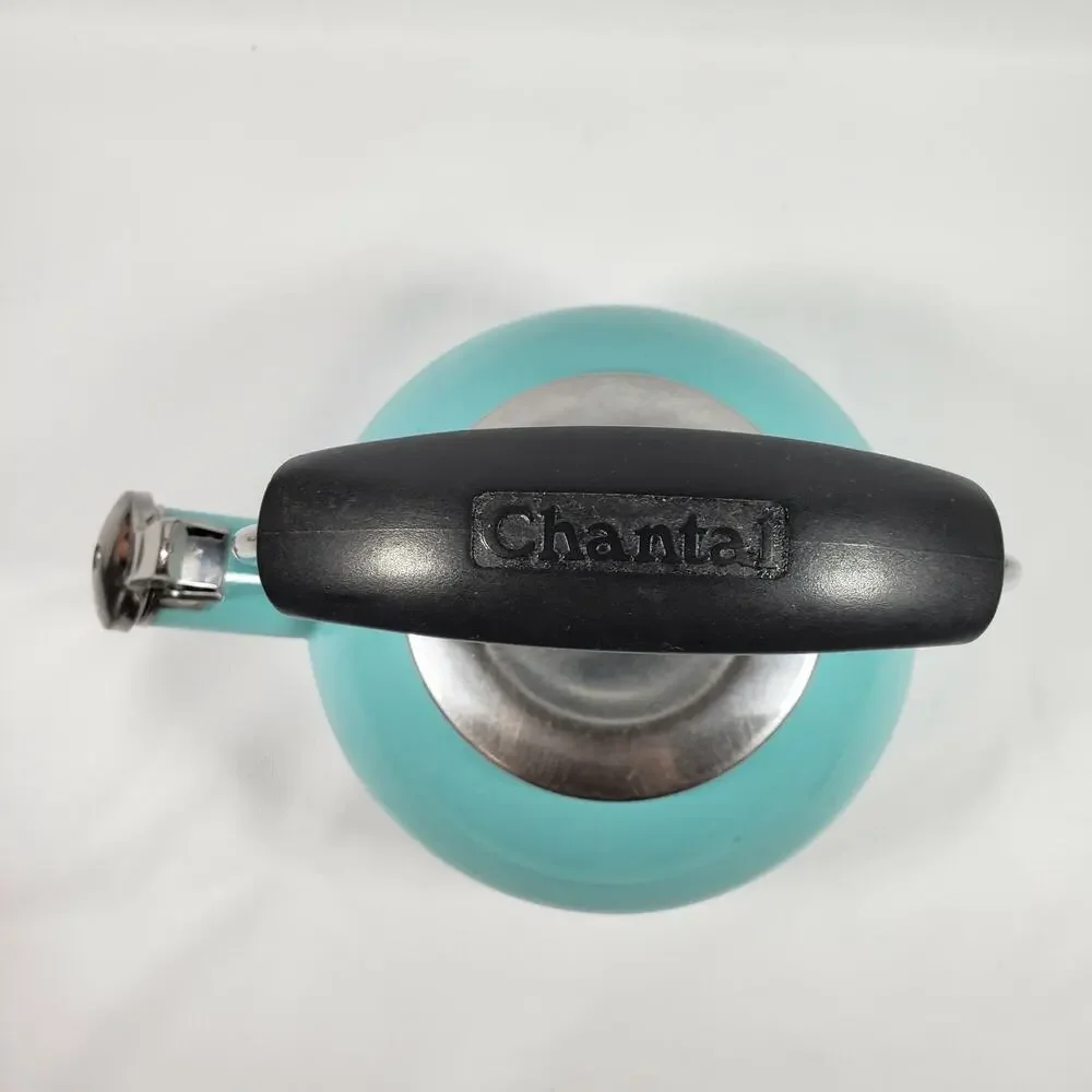 Chantal Classic Whistling Stove Top Hot Water Kettle Aqua Teal Blue Enamel Cute